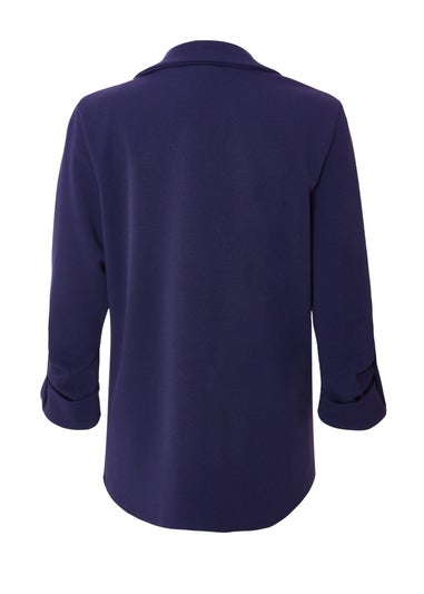 Quiz Navy Ruched Sleeve Blazer