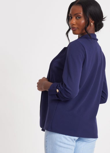 Quiz Navy Ruched Sleeve Blazer