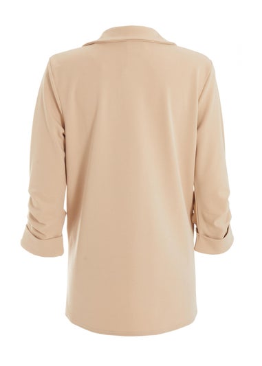 Quiz Stone Ruched Sleeve Blazer