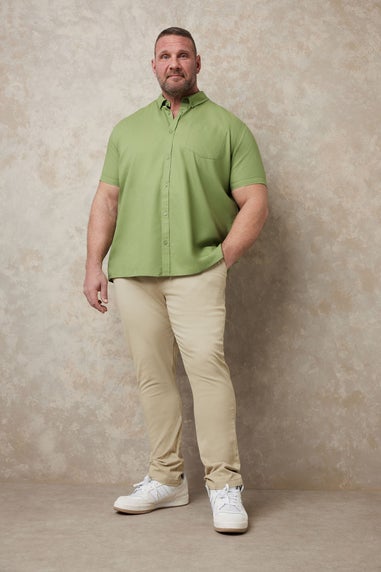 BadRhino Big & Tall Sage Green Short Sleeve Oxford Shirt