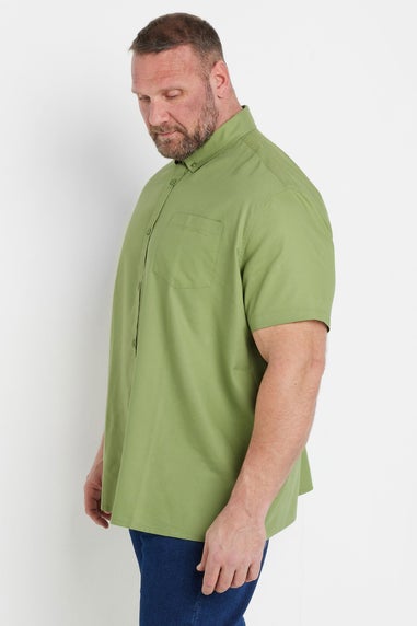 BadRhino Big & Tall Sage Green Short Sleeve Oxford Shirt