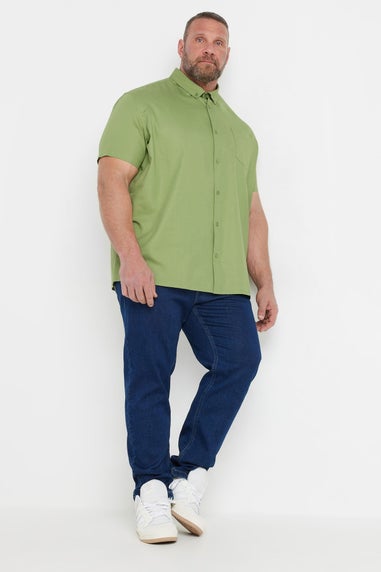 BadRhino Big & Tall Sage Green Short Sleeve Oxford Shirt