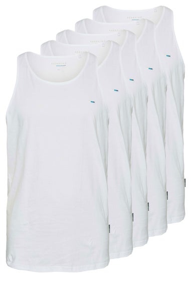 BadRhino Big & Tall White 5 Pack Vest Tops