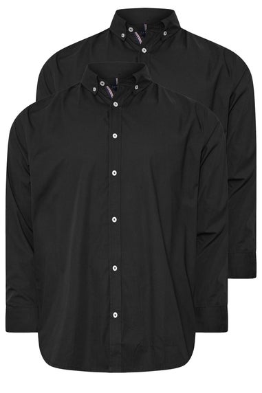 BadRhino Big & Tall 2 PACK Black Long Sleeve Poplin Shirts