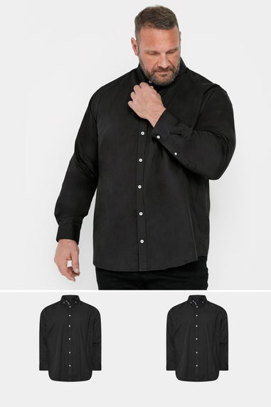 BadRhino Big & Tall 2 PACK Black Long Sleeve Poplin Shirts