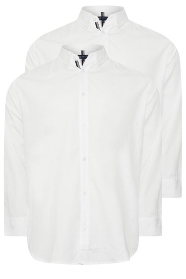 BadRhino Big & Tall 2 PACK White Long Sleeve Poplin Shirts