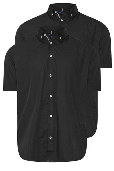 BadRhino Big & Tall 2 PACK Black Short Sleeve Poplin Shirts