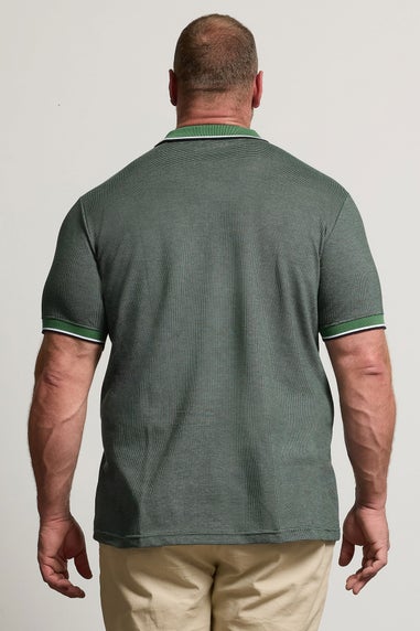 BadRhino Big & Tall Green Fine Stripe Tipped Polo Shirt