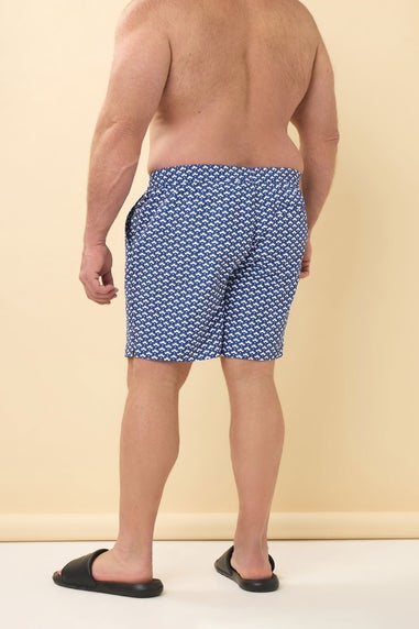BadRhino Big & Tall Blue Geometric Print Swim Shorts