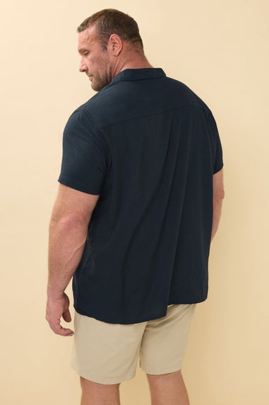 BadRhino Navy Blue Floral Embroidered Shirt