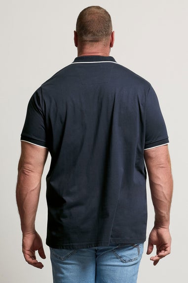 BadRhino Big & Tall Navy Blue Cut & Sew Tipped Polo Shirt