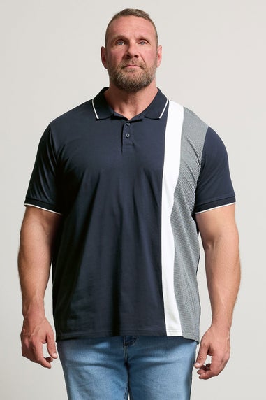 BadRhino Big & Tall Navy Blue Cut & Sew Tipped Polo Shirt