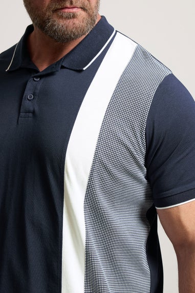 BadRhino Big & Tall Navy Blue Cut & Sew Tipped Polo Shirt