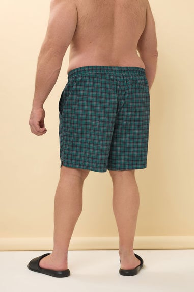 BadRhino Big & Tall Green & Navy Blue Tartan Swim Shorts