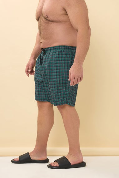 BadRhino Big & Tall Green & Navy Blue Tartan Swim Shorts