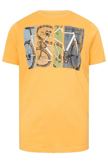 BadRhino Big & Tall Yellow Bicycle Print T-Shirt