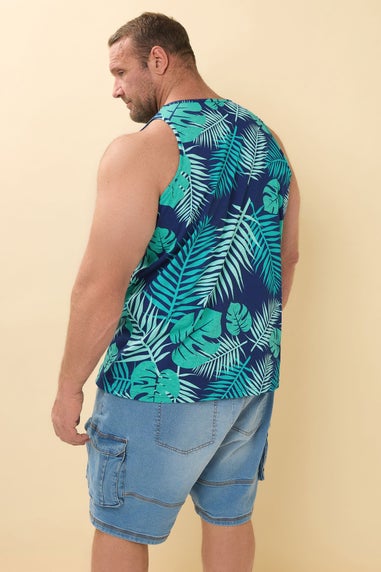 BadRhino Big & Tall Navy Blue Leaf Printed Vest