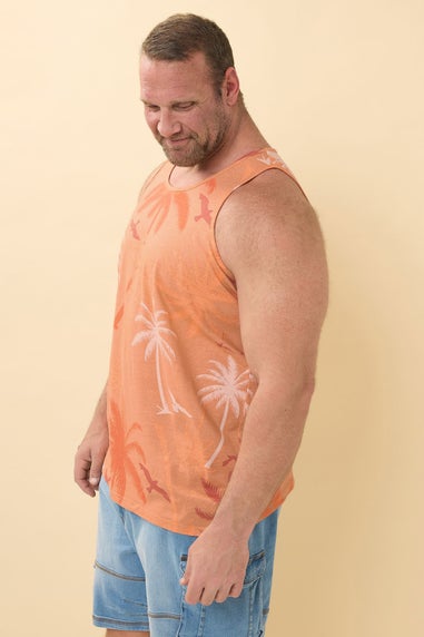 BadRhino Big & Tall Orange Palm Tree Print Vest