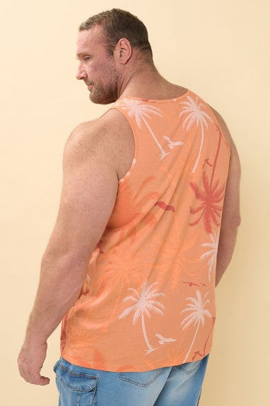 BadRhino Big & Tall Orange Palm Tree Print Vest