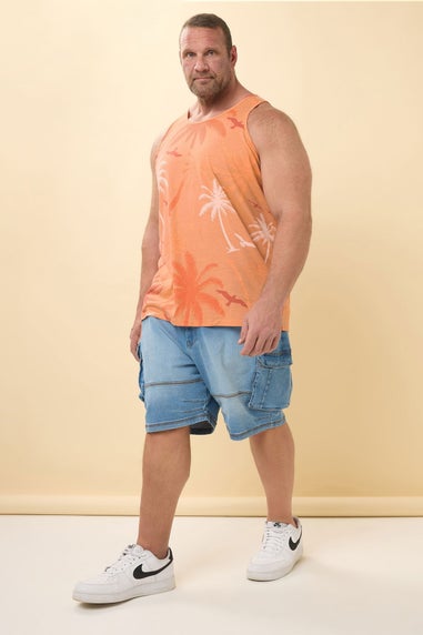BadRhino Big & Tall Orange Palm Tree Print Vest