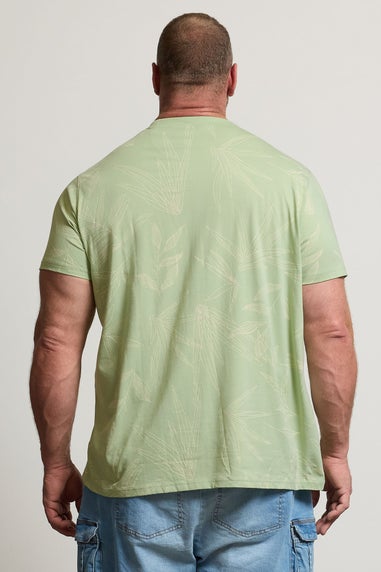 BadRhino Big & Tall Sage Green Leaf Printed T-Shirt