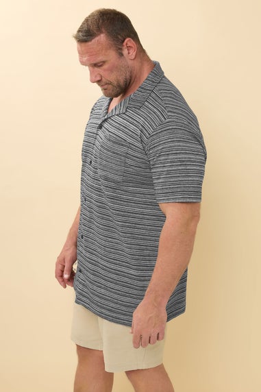 BadRhino Black Jacquard Stripe Jersey Revere Shirt