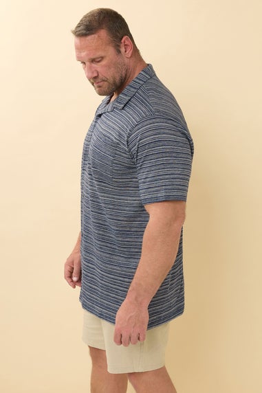 BadRhino Blue Jacquard Stripe Jersey Revere Shirt