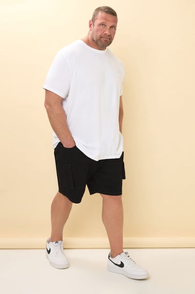 BadRhino Big & Tall Black Elasticated Cargo Denim Shorts