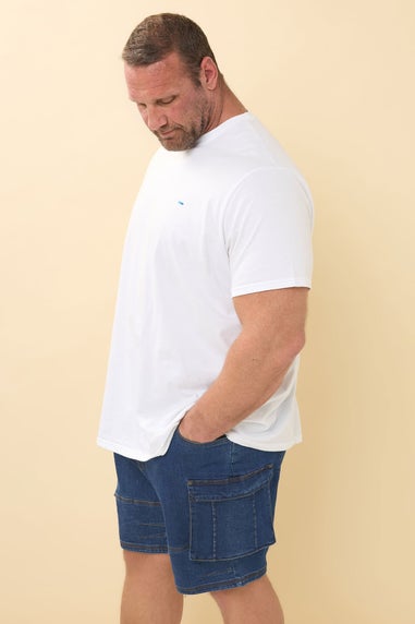 BadRhino Big & Tall Blue Elasticated Cargo Denim Shorts