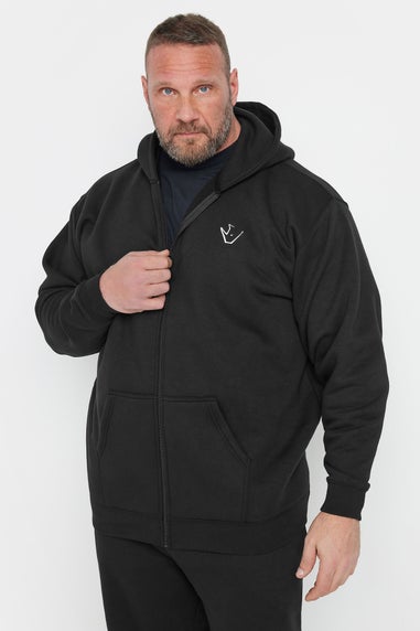 IronRhino Big & Tall Black 'Rest Day' Zip Through Hoodie