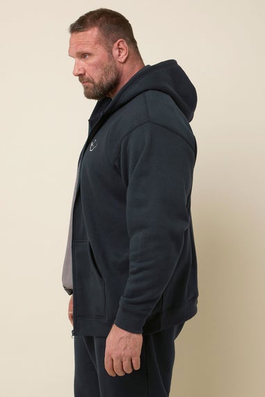 IronRhino Big & Tall Navy Blue 'Rest Day' Zip Through Hoodie