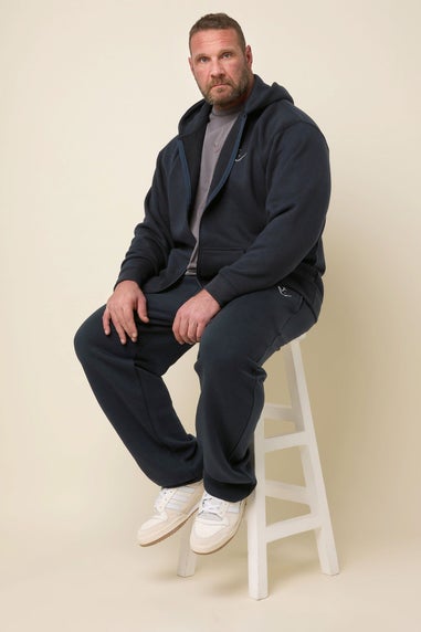 IronRhino Big & Tall Navy Blue 'Rest Day' Zip Through Hoodie