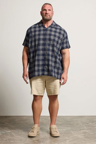 BadRhino Big & Tall Navy Blue Textured Check Print Shirt