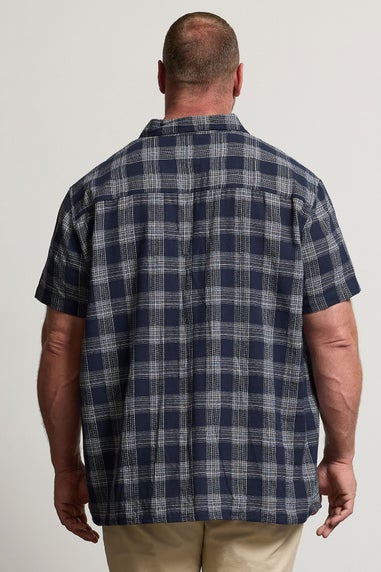 BadRhino Big & Tall Navy Blue Textured Check Print Shirt