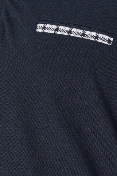 BadRhino Big & Tall Navy Blue Jacquard Checked Collar Polo Shirt