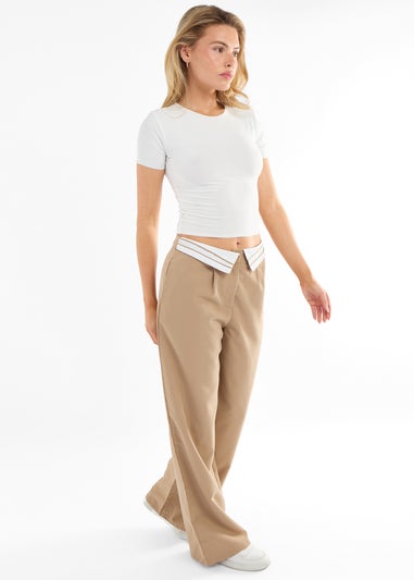 Gini London Stone Folded Stripe Waistband Trouser