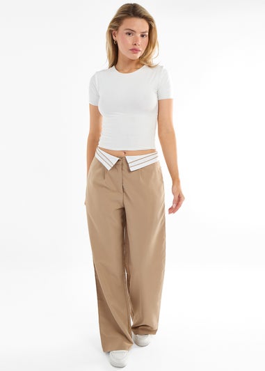 Gini London Stone Folded Stripe Waistband Trouser