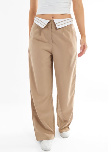 Gini London Stone Folded Stripe Waistband Trouser