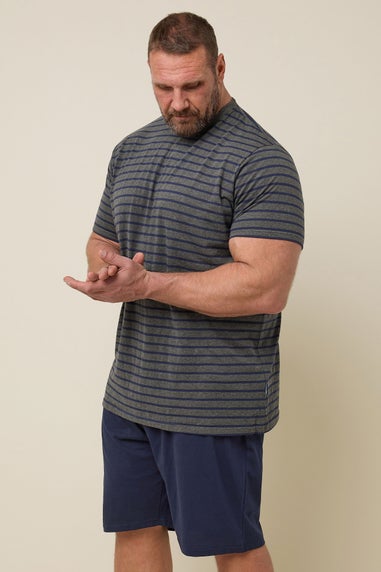 BadRhino Big & Tall Navy Blue & Grey Stripe Pyjama Set
