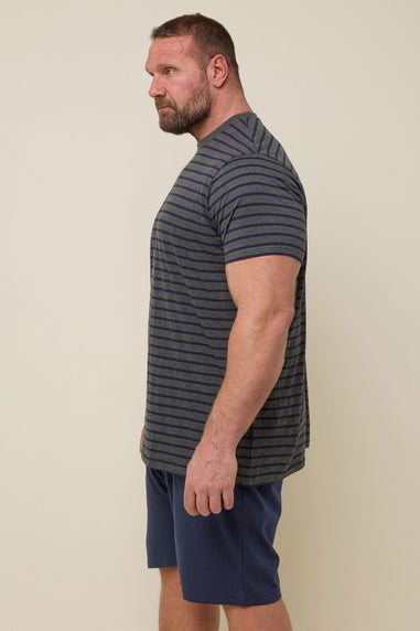 BadRhino Big & Tall Navy Blue & Grey Stripe Pyjama Set