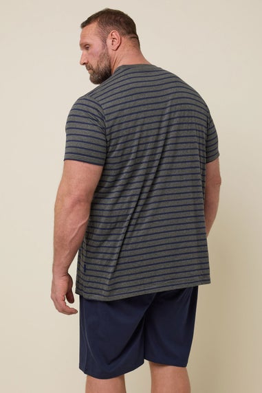 BadRhino Big & Tall Navy Blue & Grey Stripe Pyjama Set