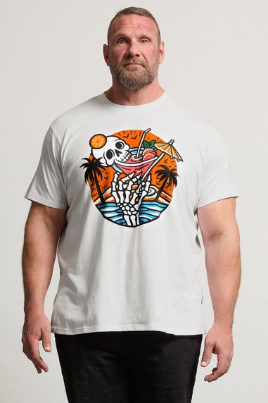 BadRhino White Skull Cocktail Graphic T-Shirt