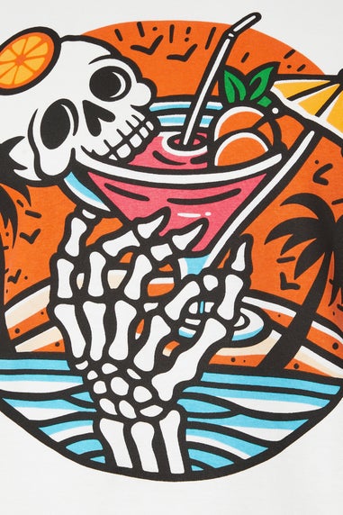BadRhino White Skull Cocktail Graphic T-Shirt