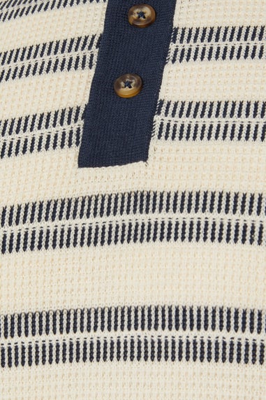 BadRhino Big & Tall Navy Blue & Cream Knitted Polo Shirt