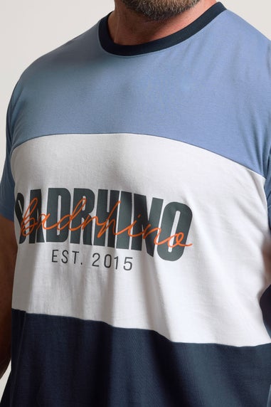 BadRhino Big & Tall Blue Cut & Sew Scripted T-Shirt