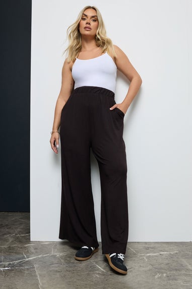 Yours Curve Black Wide Leg Stretch Trousers