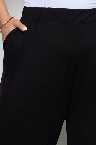 Yours Curve Black Wide Leg Stretch Trousers
