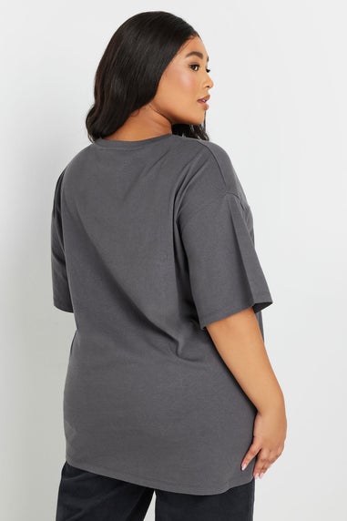 Yours Curve Grey Stud Embellished Disco Ball T-Shirt
