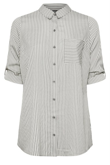 YOURS Curve White Stripe Print Boyfriend Shirt