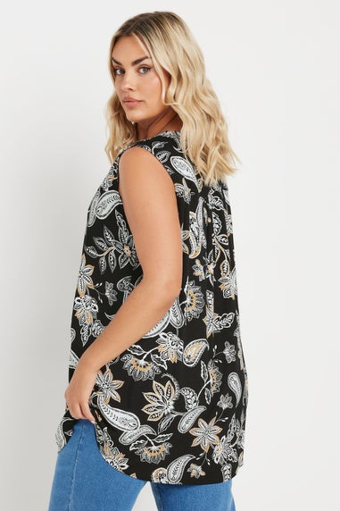 Yours Curve Black Paisley Sleeveless Blouse